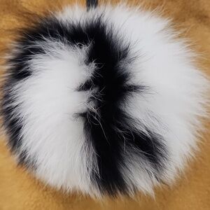 NWOT Real Fox Fur Fendi Style Black and White Fur Pom Pom Accessory